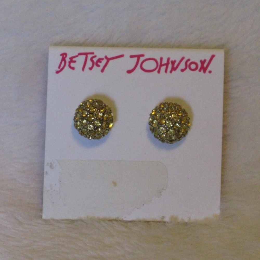 Betsey Johnson 'Fireball' Stud Earrings Gold Color Crystal - NWT Beautiful!